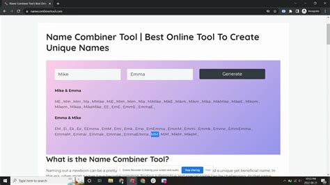 Name Combiner Tool Best Online Tool To Create Unique Names Youtube