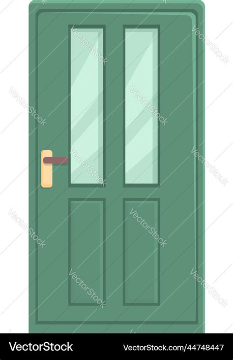 Green wooden door icon cartoon home Royalty Free Vector