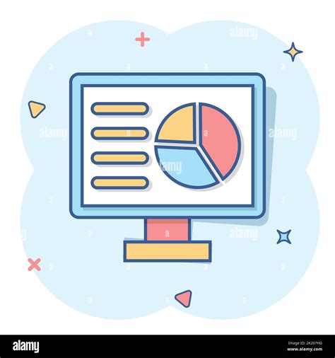 Icono del monitor analítica en el cómic de estilo Diagrama vectorial