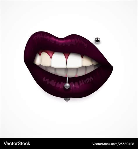 Mouth Lips Piercing Realistic Royalty Free Vector Image