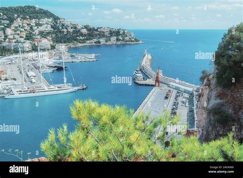 Top View On The Lympia Harbor In Nice In France Seen From The Hill