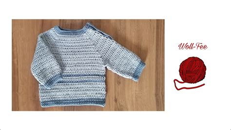 Babypulli mit Knopfleiste häkeln Gr 62 68 Schritt für Schritt siehe