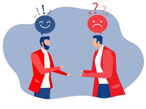 Two Business People Different Thinking Between Blue Plus And Red Minus