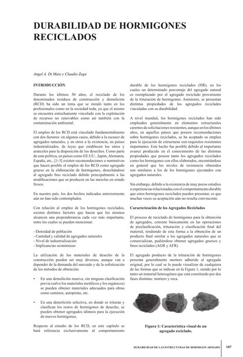 Pdf Durabilidad De Hormigones Reciclados