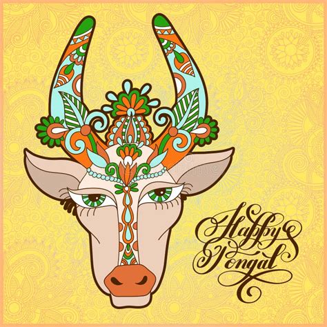 Happy Pongal Handwritten Ink Lettering Inscription Stock Vector