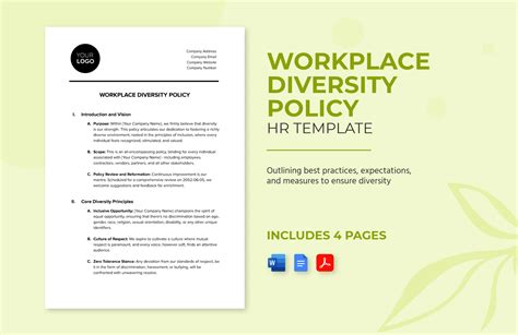 Workplace Diversity Policy Hr Template In Word Pdf Google Docs