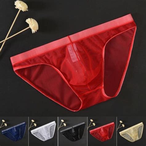 Herren Sexy Mesh Durchsichtige Slips Pouch Bikini Lingerie Unterwäsche