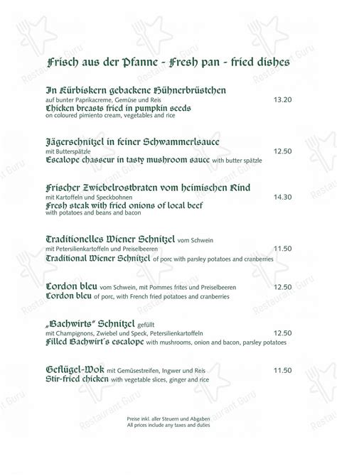 Menu at Der Bachwirt cafe Maria Alm Dorfstraße 3