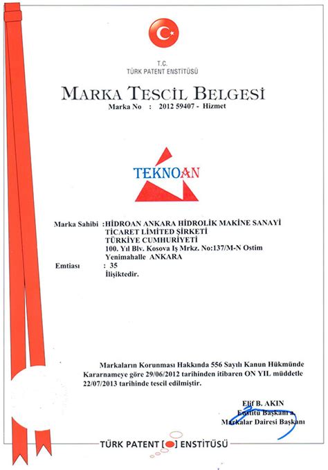 Kalite Belgelerimiz Hidroan Ankara Hidrolik