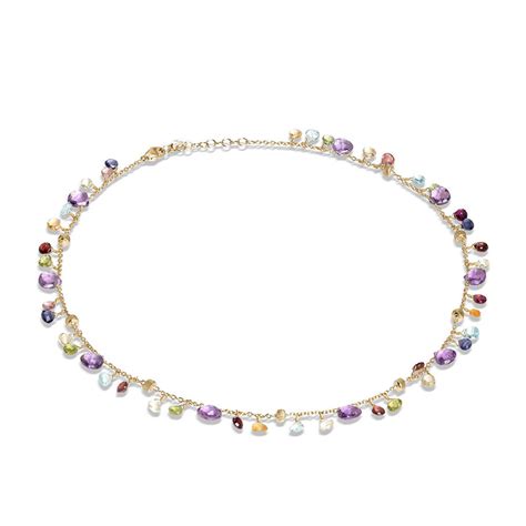 Marco Bicego Paradise Amethyst Mixed Gemstone Gold Necklace