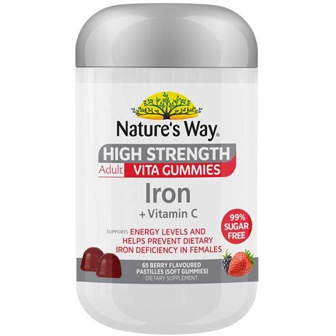 Nature S Way High Strength Adult Vita Gummies Iron Vitamin C 65 Pastilles Australia Mart