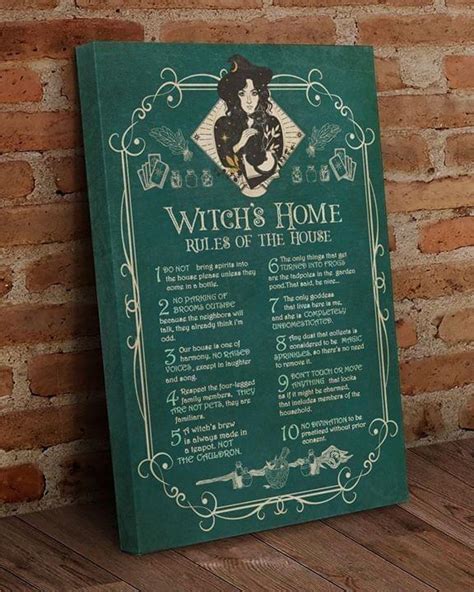 Witchs Home Rules Of The House Chart Poster Canvas Wall Decor Visual