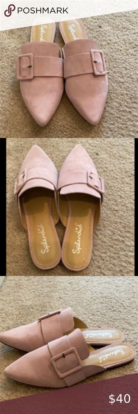 Splendid Suede Leather Buckle Pink Mule Shoes 7 Leather Buckle Suede