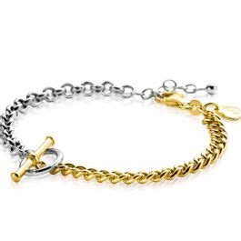 Zinzi Zilveren Bicolor Armband Met Trendy Jasseron En Gold Plated