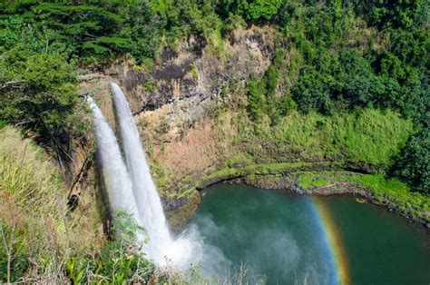 Majestic Twin Wailua Waterfalls Kauai Hawaii Stock Photos Free