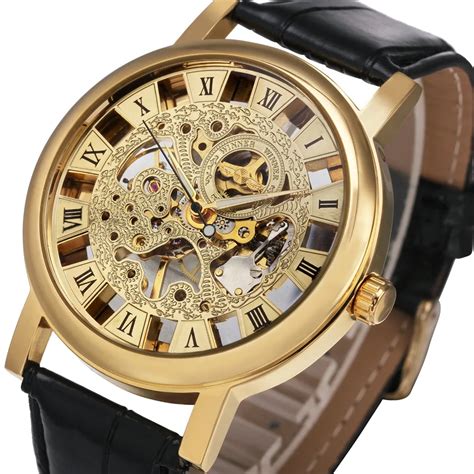 Winner Men Mechanical Wrist Watches Golden Luxury Louvre Series