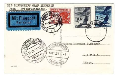 Graf Zeppelin Austria Dispatch Vienna Round Flight Return Flugfeld