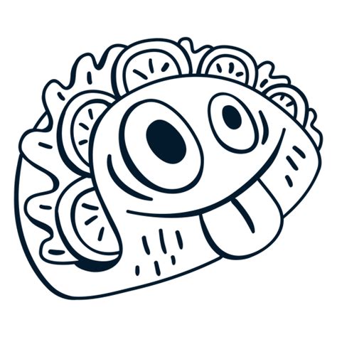 Diseño Png Y Svg De Trazo Lleno De Personaje De Comida De Taco Feliz