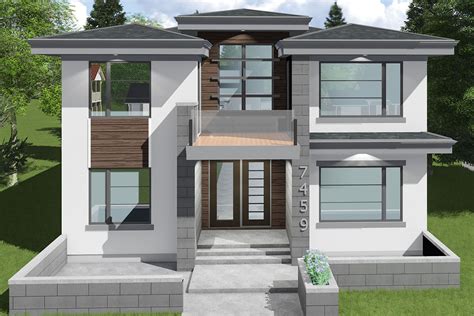 2-Story Contemporary House Plan with Rear Double Garage - 81765AB ...