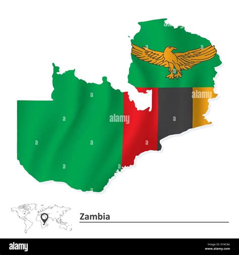 Mapa De Zambia Con Bandera Ilustración Vectorial Imagen Vector De