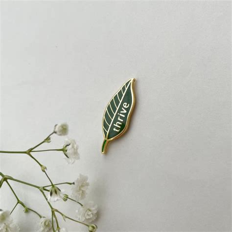 Thrive Leaf Enamel Pin By Utopie Pins Lapel Pin Cute Etsy