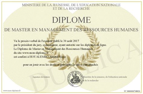 Diplome De Master En Management Des Ressources Humaines