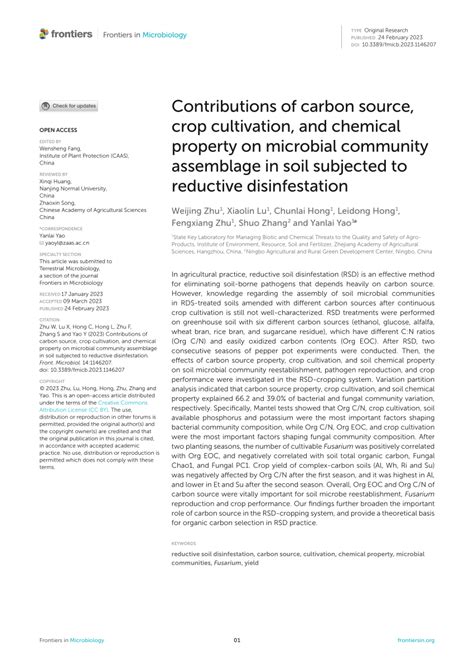 PDF Contributions Of Carbon Source Crop Cultivation And Chemical