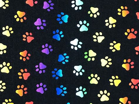 Neon Cat Paw Print Fabric Fabric by the Yard Cotton Fabric - Etsy