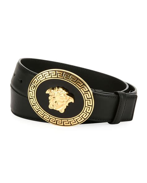 Versace Mens Medusa Greca Key Leather Belt In D41oh Blackgold