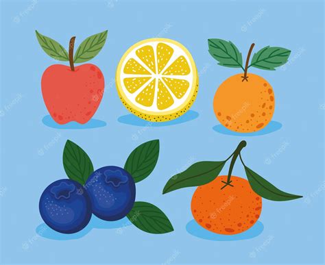 Premium Vector Five Fruits Set