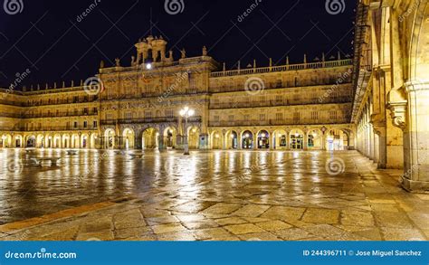 Plaza Mayor of Salamanca at Night with the Main Facade of the Town Hall ...