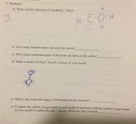 Solved Methanol Draw a Lewis structure for methanol, CH_4O | Chegg.com