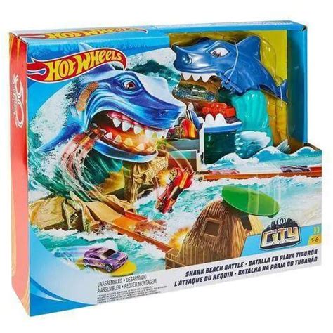 Conjunto Pista De Percurso Hot Wheels City Ataque Do Tubarão Batalha Na Praia Mattel Pistas