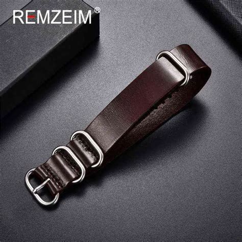 Remzeim Nato Zulu Retro Genuine Leather Watchbands Replacement Watch