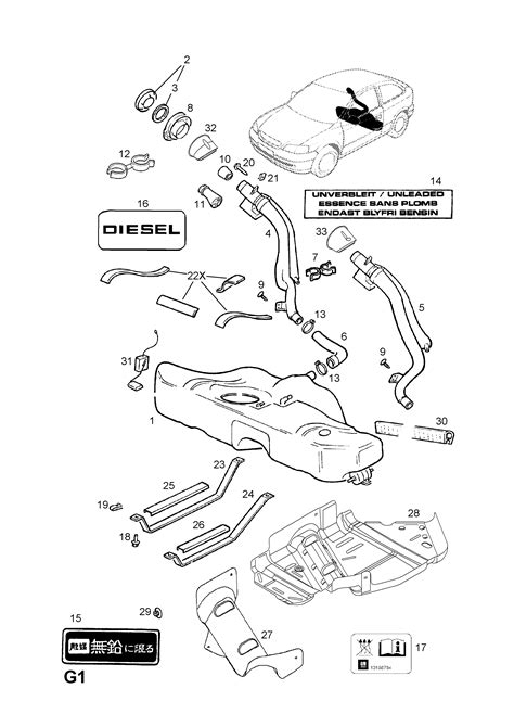 Opel ASTRA G ZAFIRA A Fuel Tank Mountings Opel EPC Online