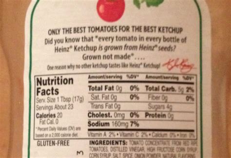 Heinz Ketchup Nutrition Facts Label – Blog Dandk