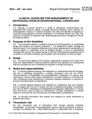 Fillable Online Rcht Nhs Cardiology Anticoagulation Clinical Guideline