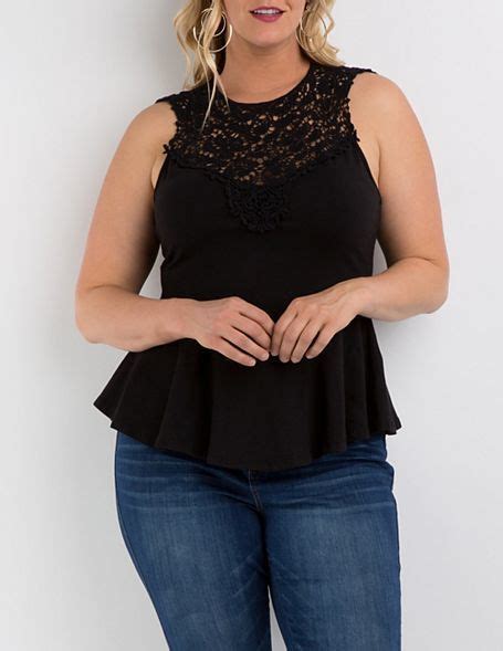 Charlotte Russe Plus Size Crochet Yoke Peplum Top Fashion Charlotte