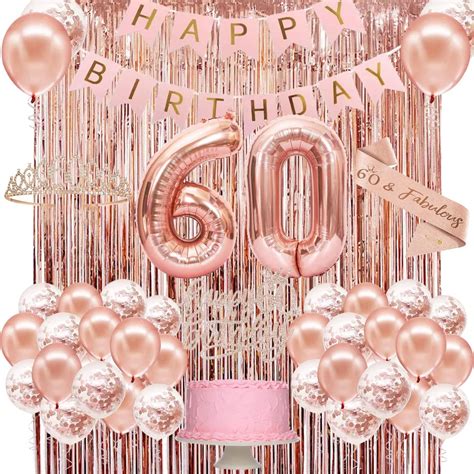 60th Birthday Decorations Women Rose Gold 60 Birthday