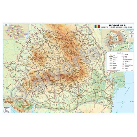 harta fizica  romaniei