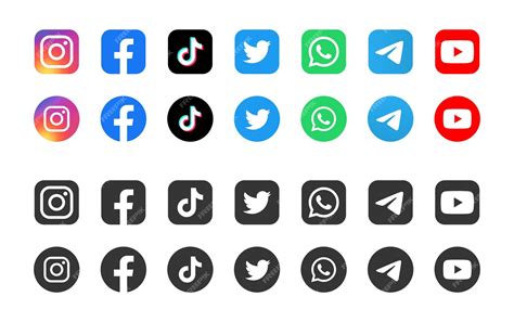 Premium Vector Social Media Logo Icons Set Instagram Facebook Tiktok Twitter Whatsapp Telegram