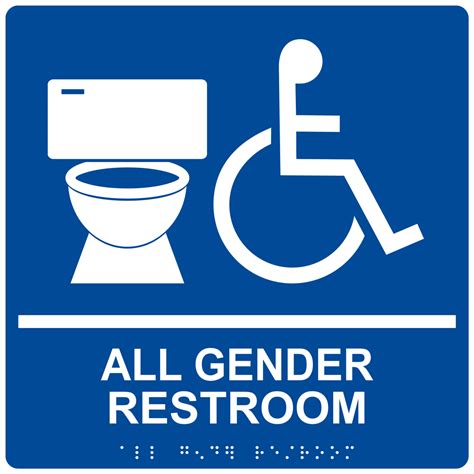 ADA All Gender Restroom Sign RRE 25425 99 WHTonBLU Gender Neutral