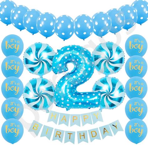 26pcs/set Digital 2 Foil Balloons happy birthday Banners for Kids 2 ...