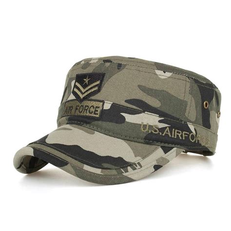 Washed Cotton Military Caps Cadet Caps Unique Design Vintage Flat Top