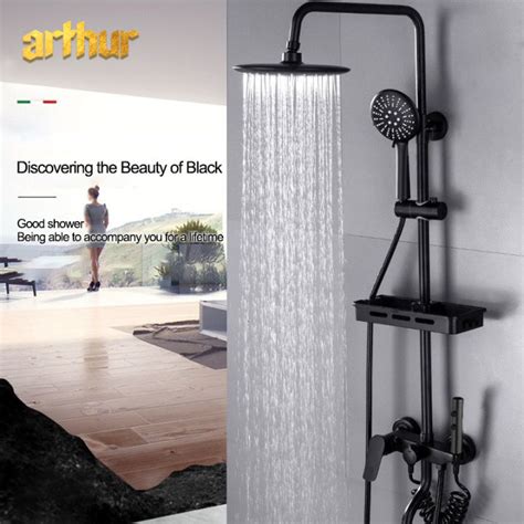 ARTHUR Shower Sets 4 In 1 Hot And Cold Shower Set Matte Black Rain Shower Set For Bathroom Home