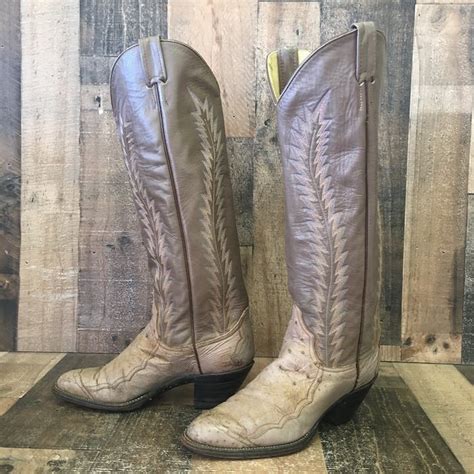 Larry Mahan Texas Larry Mahan Vtg Wingtip Ostrich Cowboy Boots Womens 7 ...