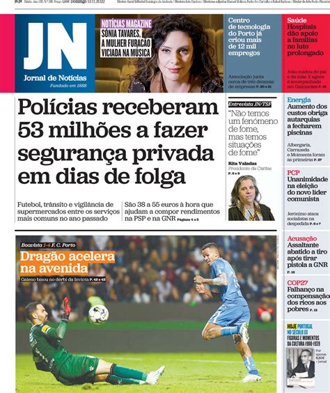 Capa Jornal de Notícias 13 novembro 2022 capasjornais pt