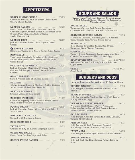 Food Menu Sammys