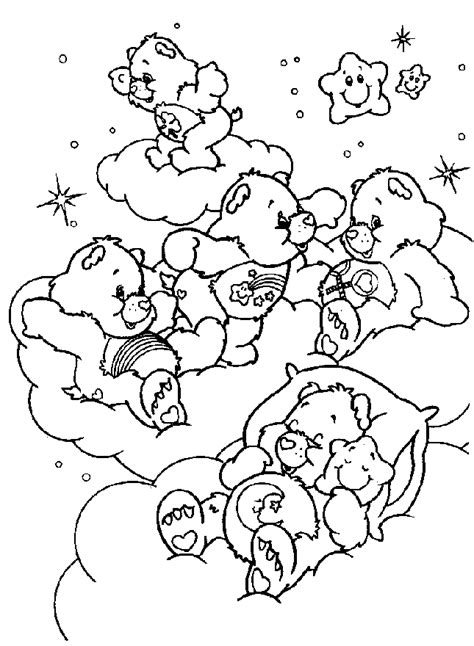 Coloriage A Imprimer Bisounours Dorment Dans Les Nuages Gratuit Et Colorier