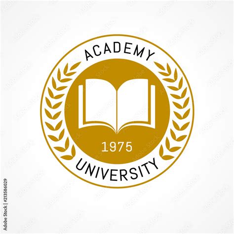 University education logo design with open book and laurel branch ...